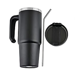 Coffee, Travel Mug and Tea Cup (Size 24x7x1 cm) - Black & Silver Grey