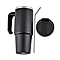 Hot or Cold Insulated Mug with Lid and Stainless Steel Straw - Black