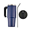 Hot or Cold Insulated Mug with Lid and Stainless Steel Straw - Navy