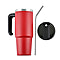 Hot or Cold Insulated Mug with Lid and Stainless Steel Straw - Red