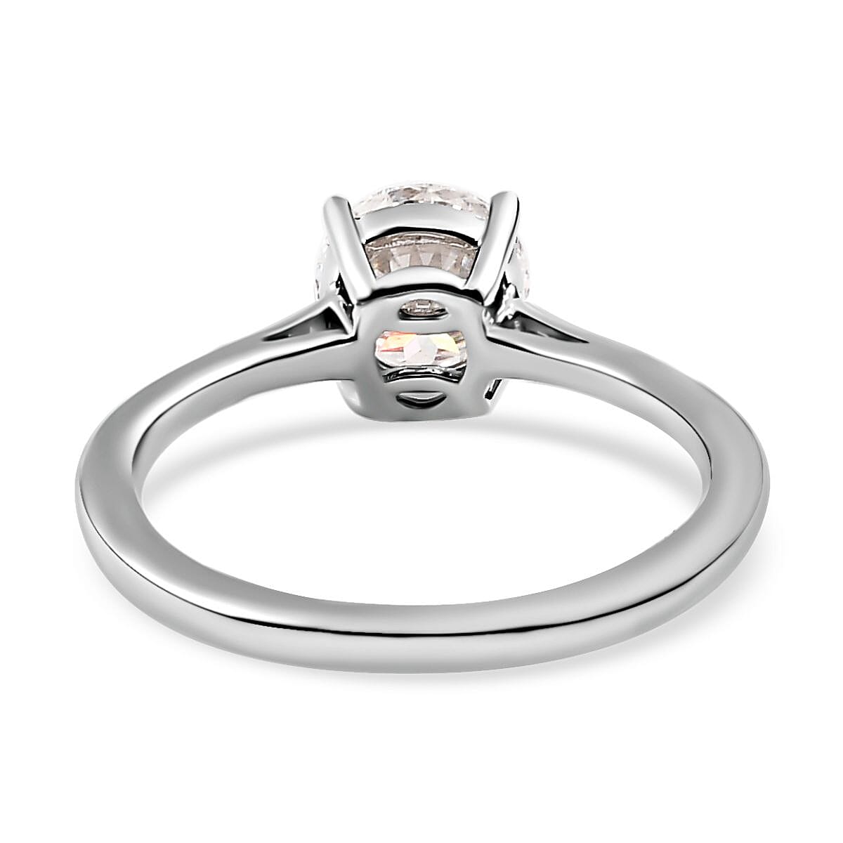 Moissanite Solitaire Ring in Platinum Overlay Sterling Silver 1.00 Ct. Moissanite Solitaire Ring in Platinum Overlay Sterling Silver 1.00 Ct.