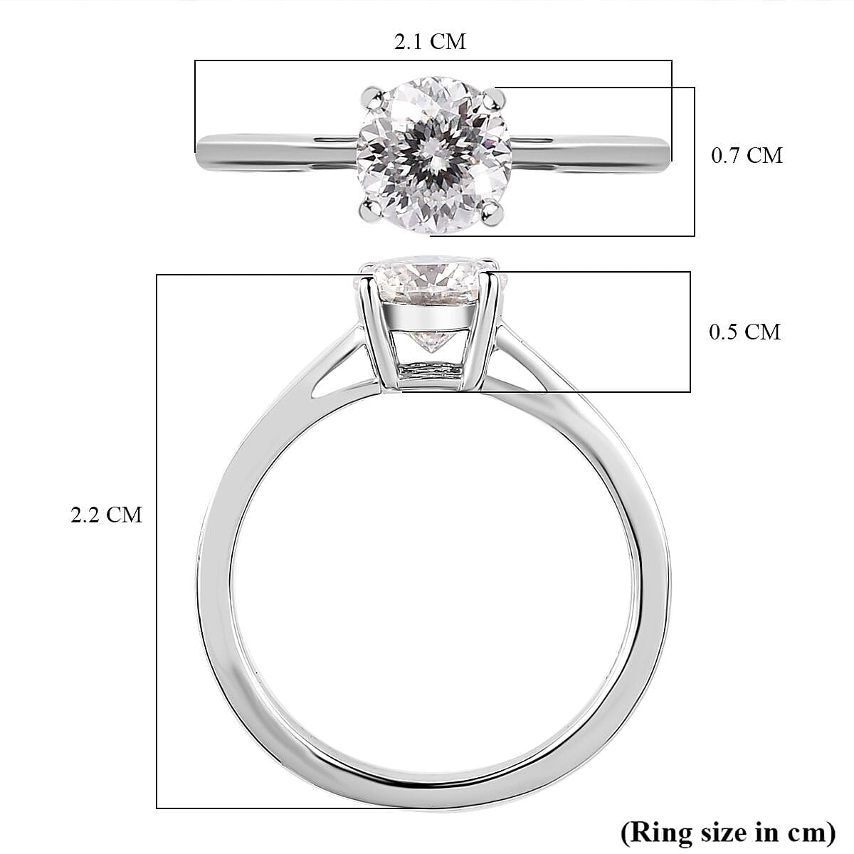 Moissanite Solitaire Ring in Platinum Overlay Sterling Silver 1.00 Ct. Moissanite Solitaire Ring in Platinum Overlay Sterling Silver 1.00 Ct.