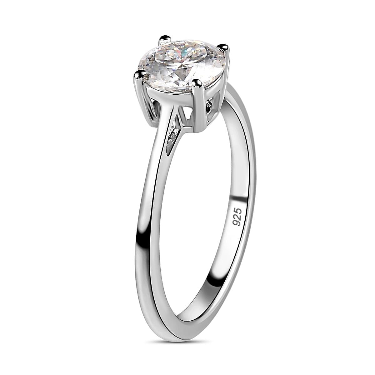 Moissanite Solitaire Ring in Sterling Silver