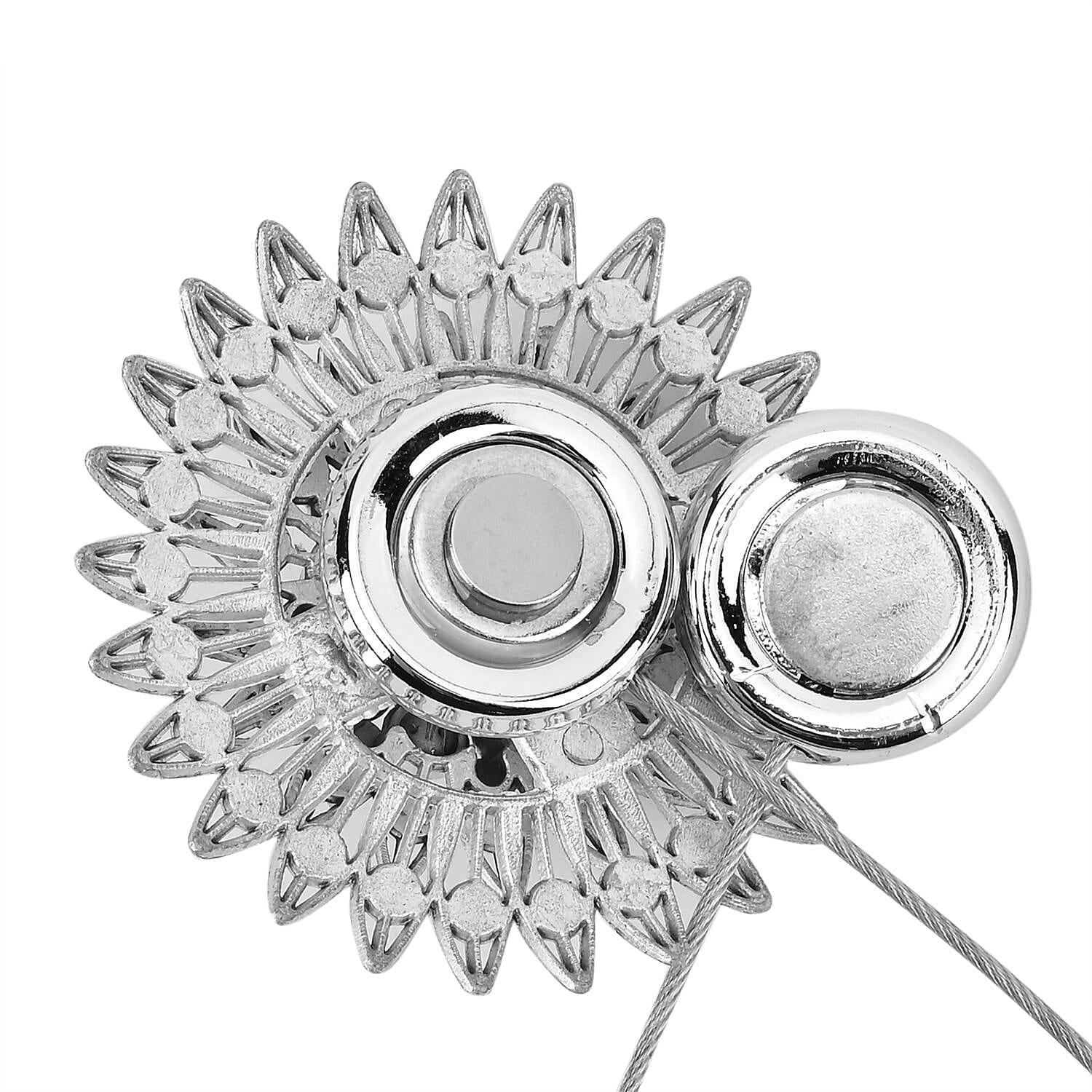 Set of 2 - Stainless Steel Curtain Tieback with Magnetic Lock - Crystal
