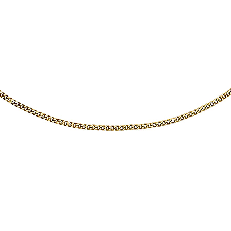 ILIANA 18K Yellow Gold Diamond Cut Adjustable Curb Chain 16 Inch to 18 Inch