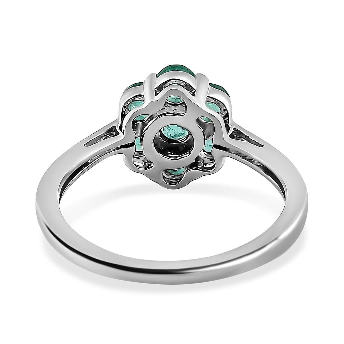 AAA Gemfields Emerald Floral Ring in Platinum Overlay Sterling Silver