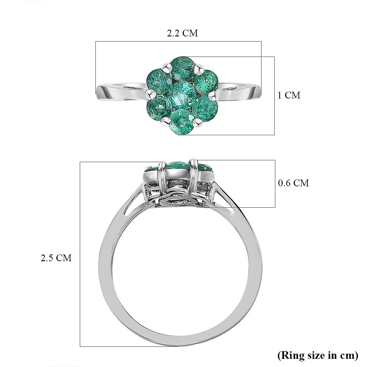 AAA Gemfields Emerald Floral Ring in Platinum Overlay Sterling