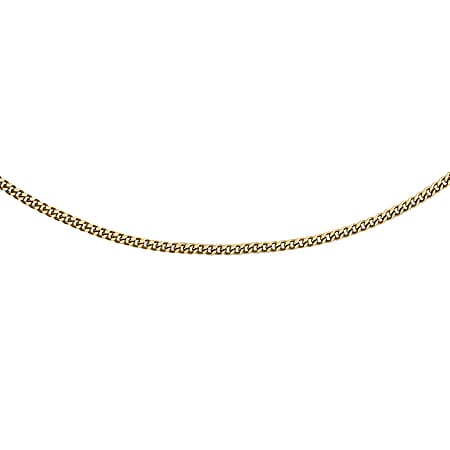 18K Yellow Gold Diamond Cut Adjustable Curb Chain 18 Inch to 20 Inch