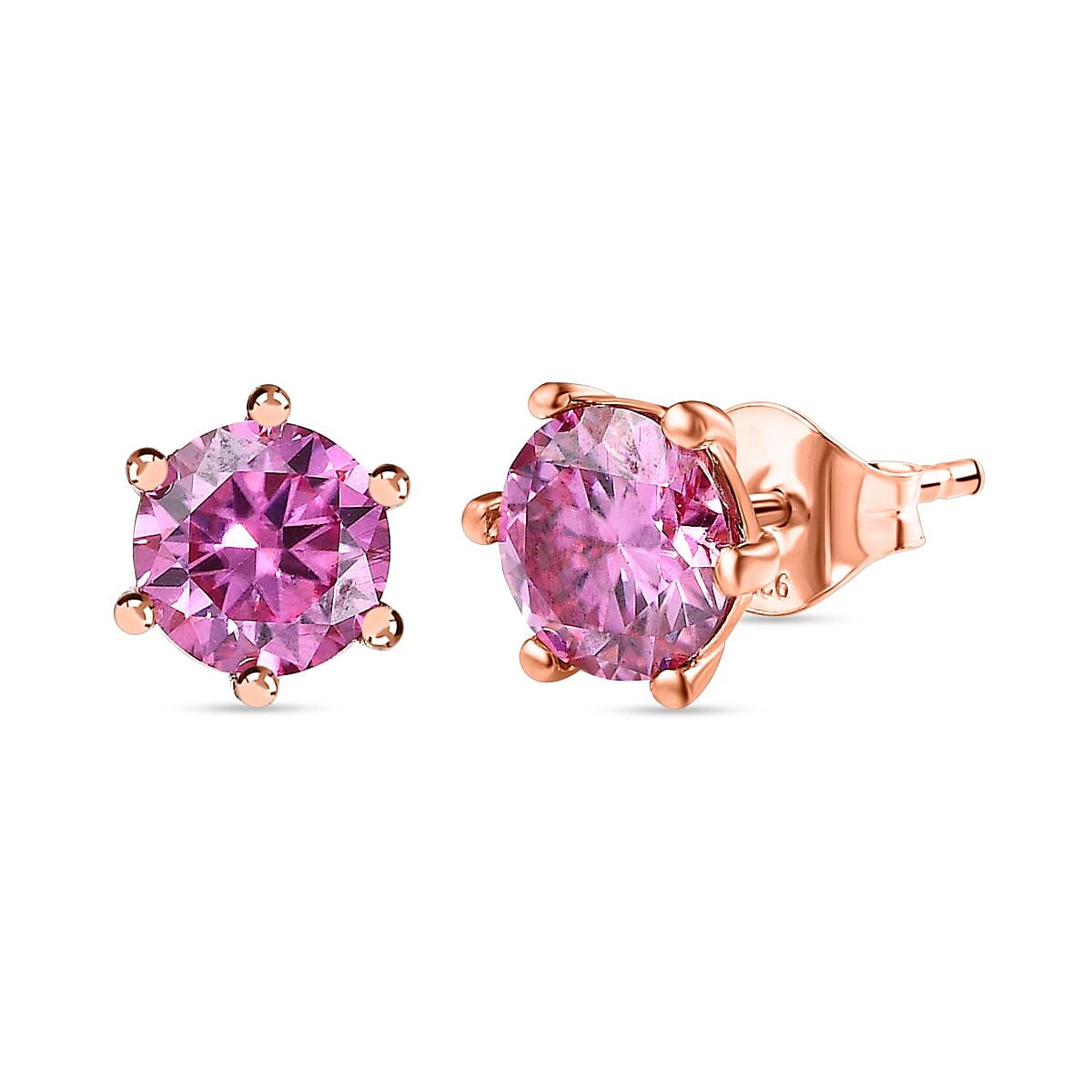 2ct Diamond online Rose Gold Mens Earrings Square Studs Pink Stud Jewelry 18K NEW 2 ct