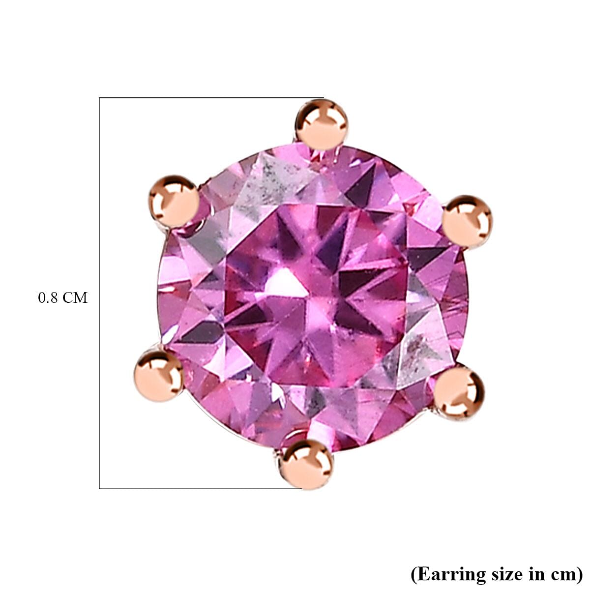 Pink Moissanite Solitaire Earrings in 18K Rose Gold Vermeil Plated Sterling Silver 1.50 Ct.