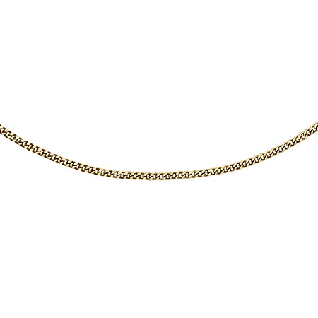 18K Yellow Gold Diamond Cut Curb Chain 18 Inch