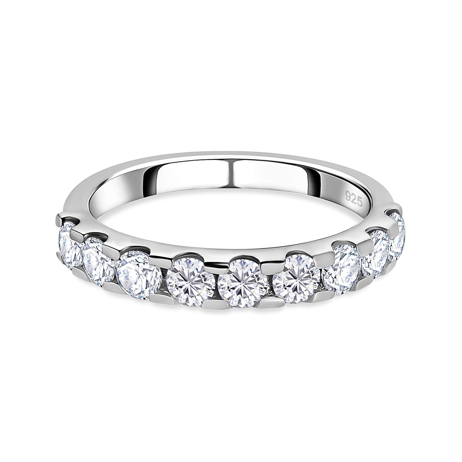 D'Joy Moissanite Half-Eternity Ring in Sterling Silver