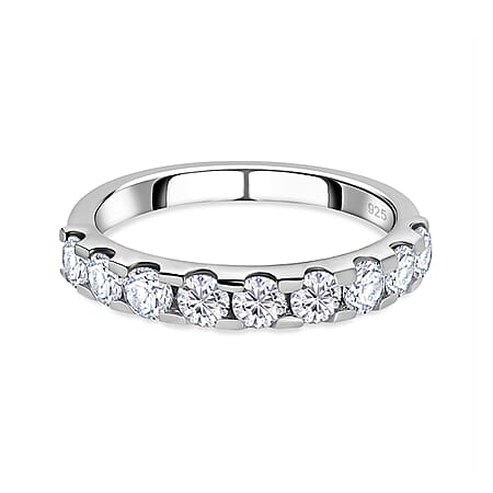 1.15 Ct. Moissanite Half-Eternity Ring in Platinum Overlay Sterling Silver 1.15 Ct. Moissanite Half-Eternity Ring in Platinum Overlay Sterling Silver