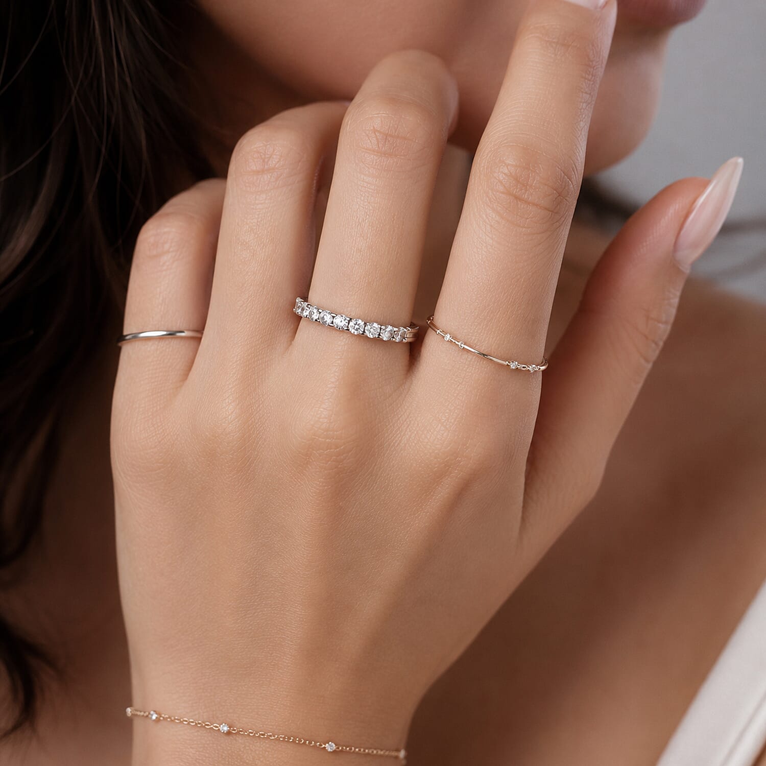 D'Joy Moissanite Half-Eternity Ring in Sterling Silver