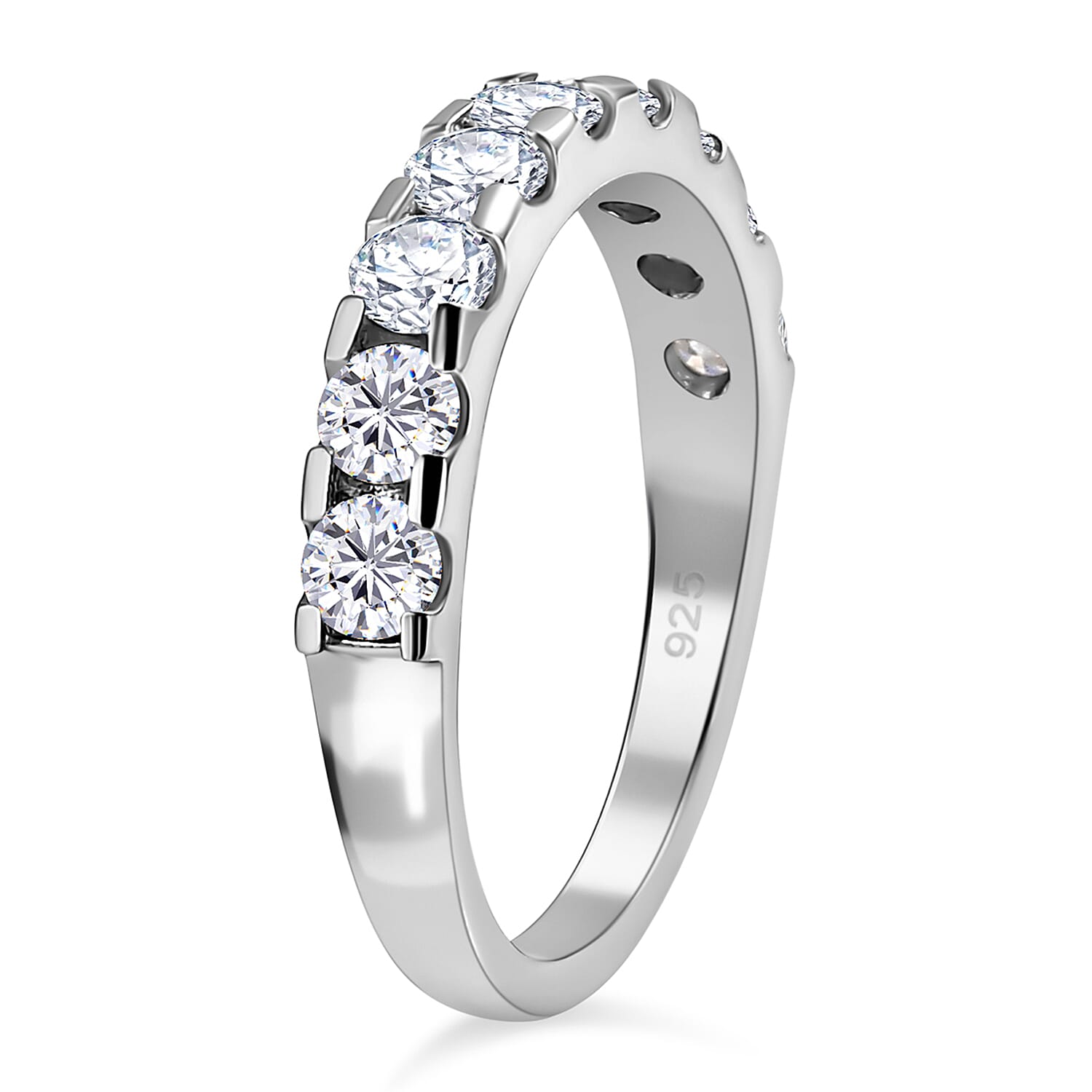 D'Joy Moissanite Half-Eternity Ring in Sterling Silver