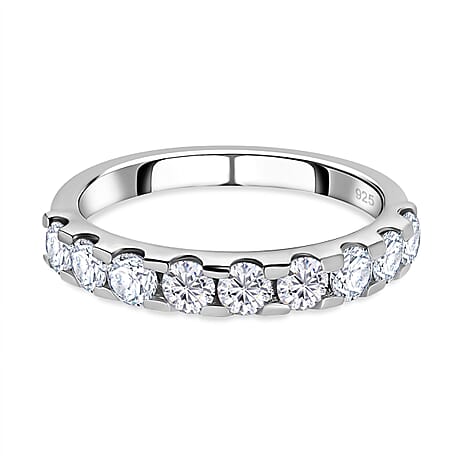 Moissanite Half-Eternity Ring in Platinum Overlay Sterling Silver    1.15 Ct.