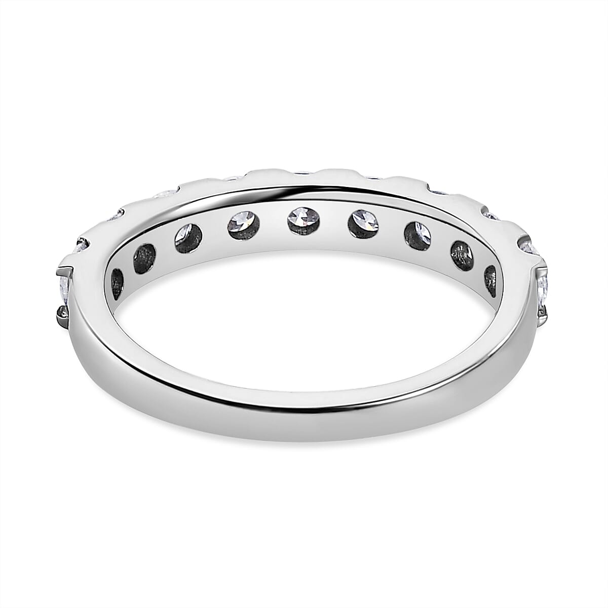 D'Joy Moissanite Half-Eternity Ring in Platinum Overlay Sterling Silver
