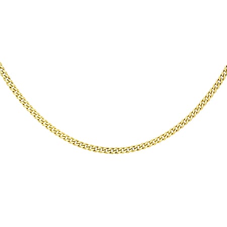 18K Yellow Gold 1 MM Curb Chain With Spring Ring Clasp 18 Inch Diamond Cut