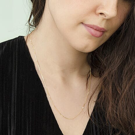 18K Yellow Gold Curb Chain With Spring Ring Clasp (Adjustable Size - 16-18)