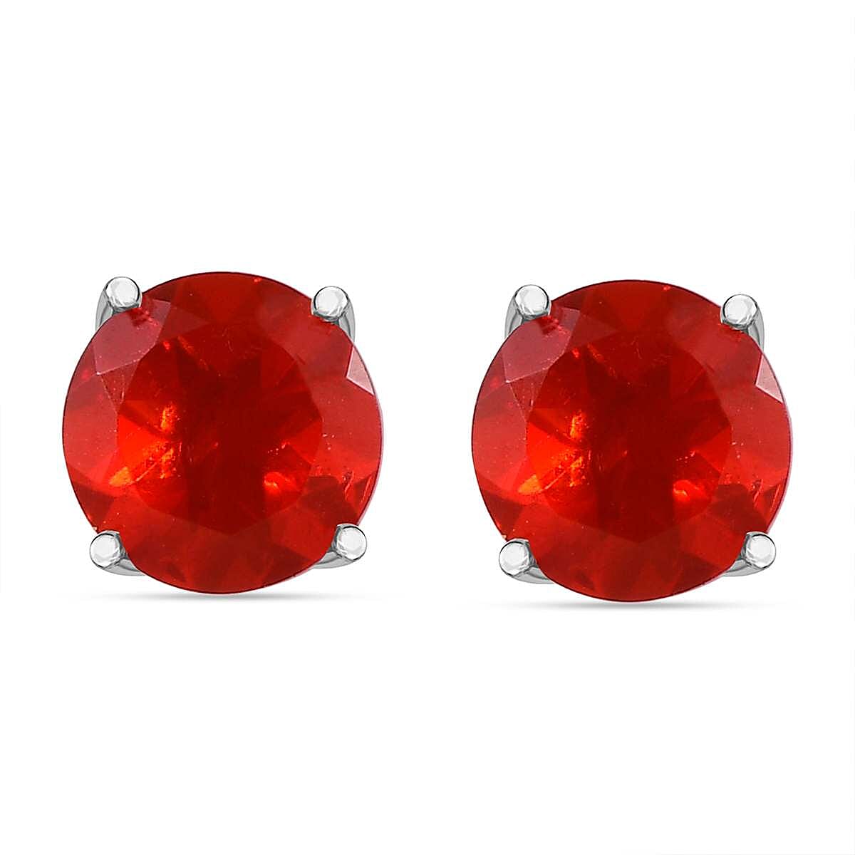 Extreme Rare Find - RHAPSODY 950 Platinum AAAA Mexican Cherry Fire Opal Stud Earrings with Screw Back 1.16 Ct.