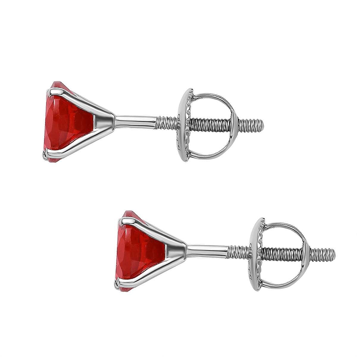 Extreme Rare Find - RHAPSODY 950 Platinum AAAA Mexican Cherry Fire Opal Stud Earrings with Screw Back 1.16 Ct.