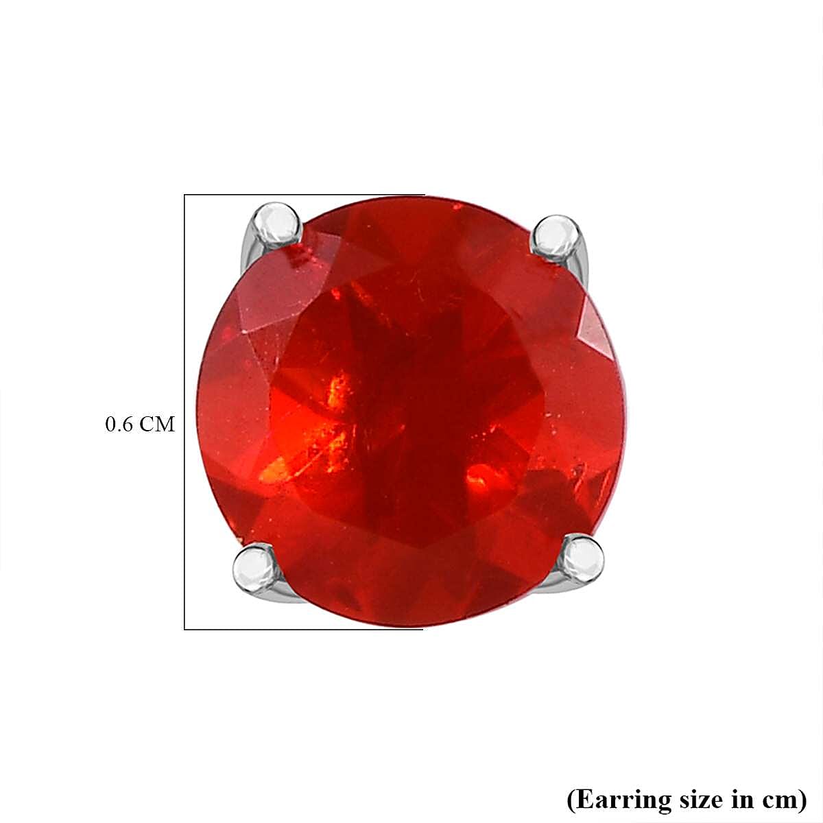 Extreme Rare Find - RHAPSODY 950 Platinum AAAA Mexican Cherry Fire Opal Stud Earrings with Screw Back 1.16 Ct.