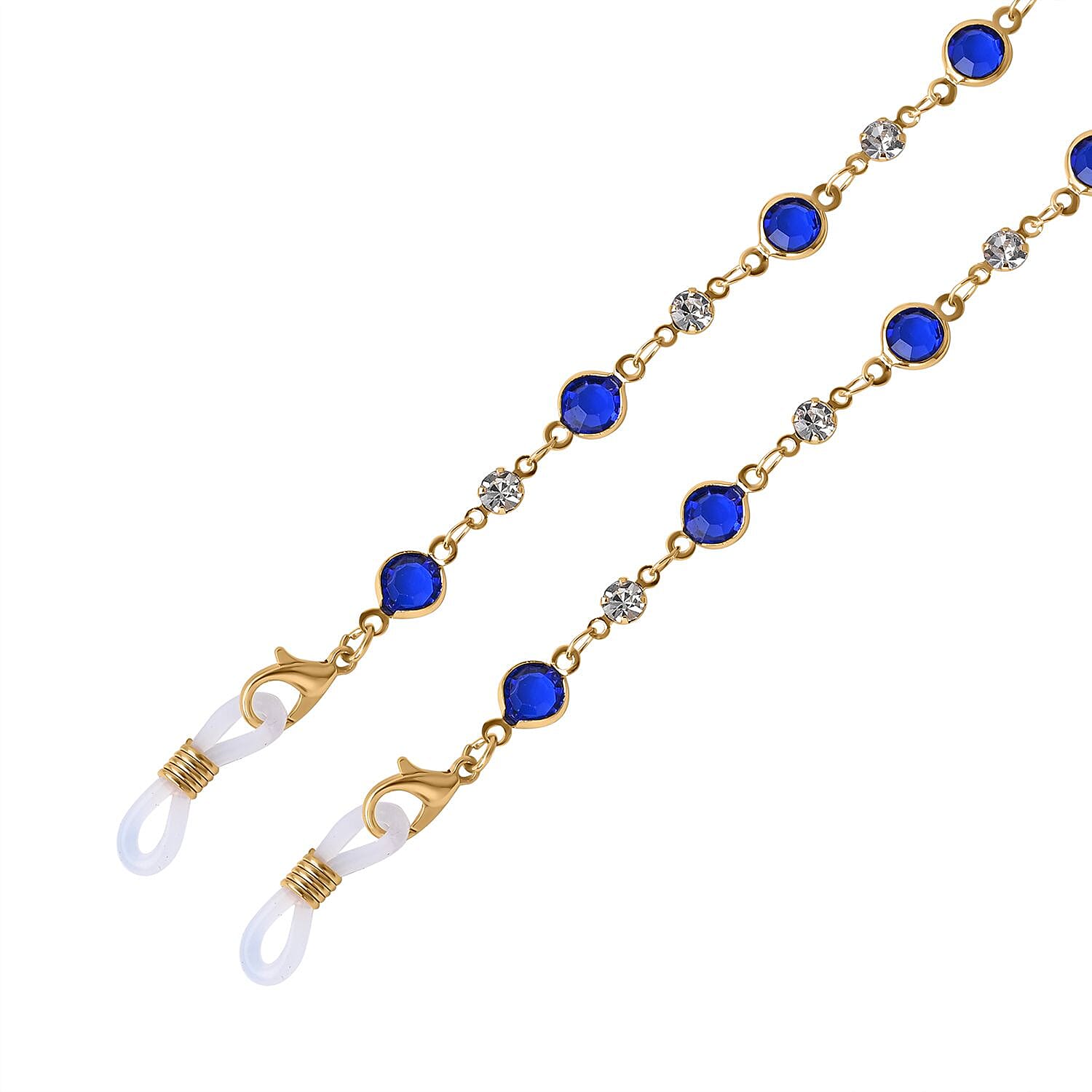 Set of 3 -  Glasses Chain Each with 20 Pcs Rubber (Length-70cm) - Blue-White-Grey