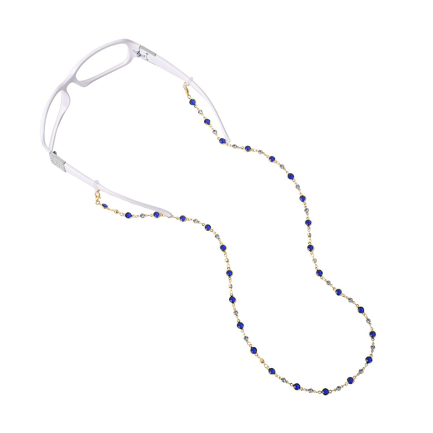 Set of 3 -  Glasses Chain Each with 20 Pcs Rubber (Length-70cm) - Blue-White-Grey
