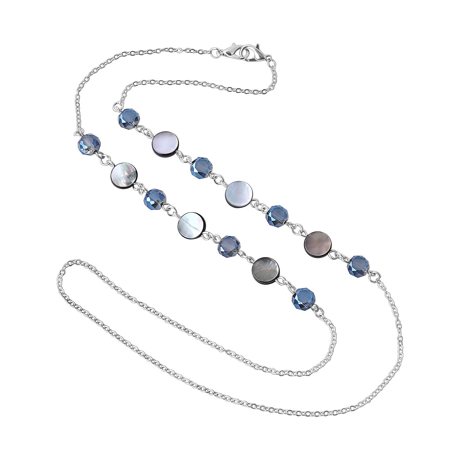 Set of 3 -  Glasses Chain Each with 20 Pcs Rubber (Length-70cm) - Blue-White-Grey