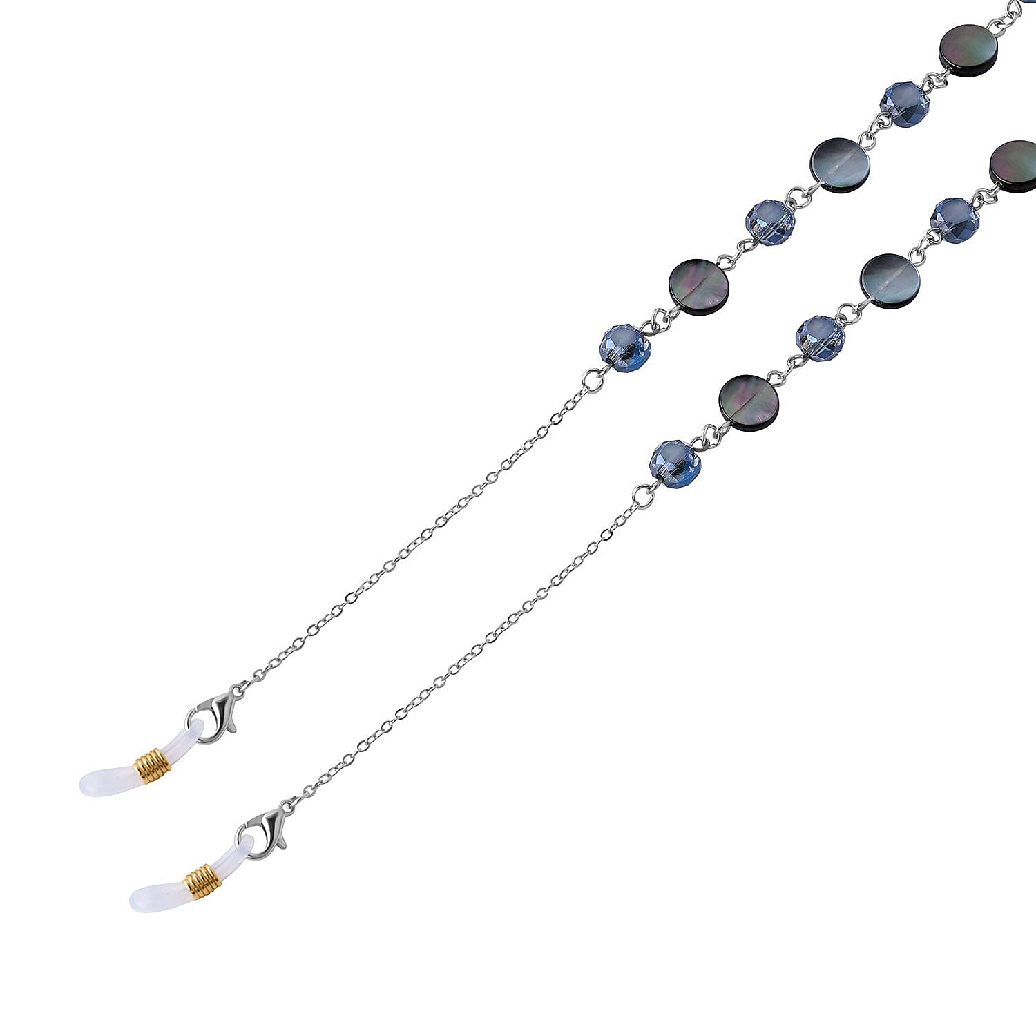 Set of 3 -  Glasses Chain Each with 20 Pcs Rubber (Length-70cm) - Blue-White-Grey