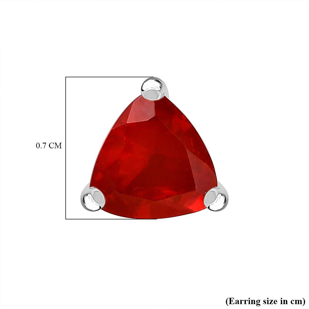 950 Platinum AAAA  Mexican Cherry Fire Opal Stud Earrings 1.00 Ct