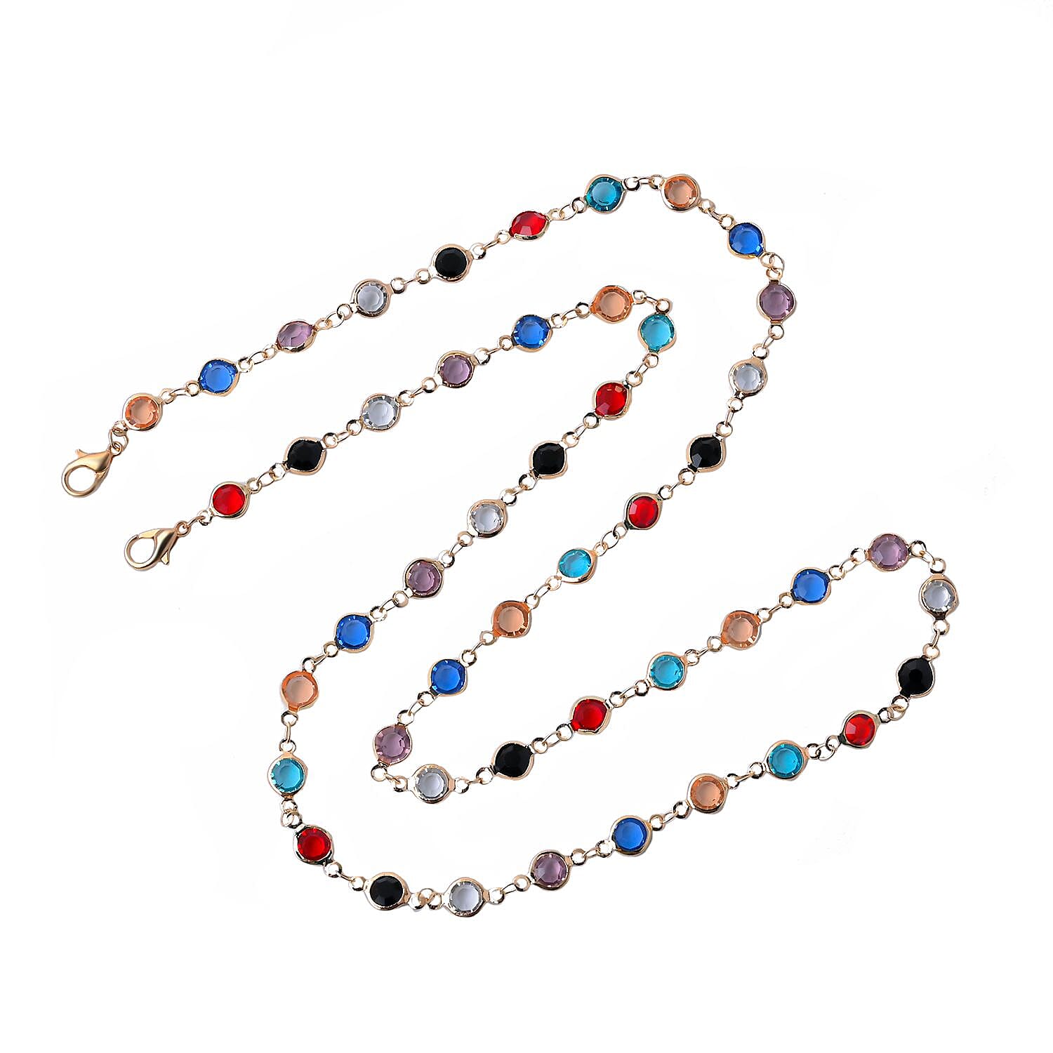 Set of 3 - Glasses Chain in Different Styles Each with 20 Pcs Rubber (Length-70cm) - Green, White & Multi