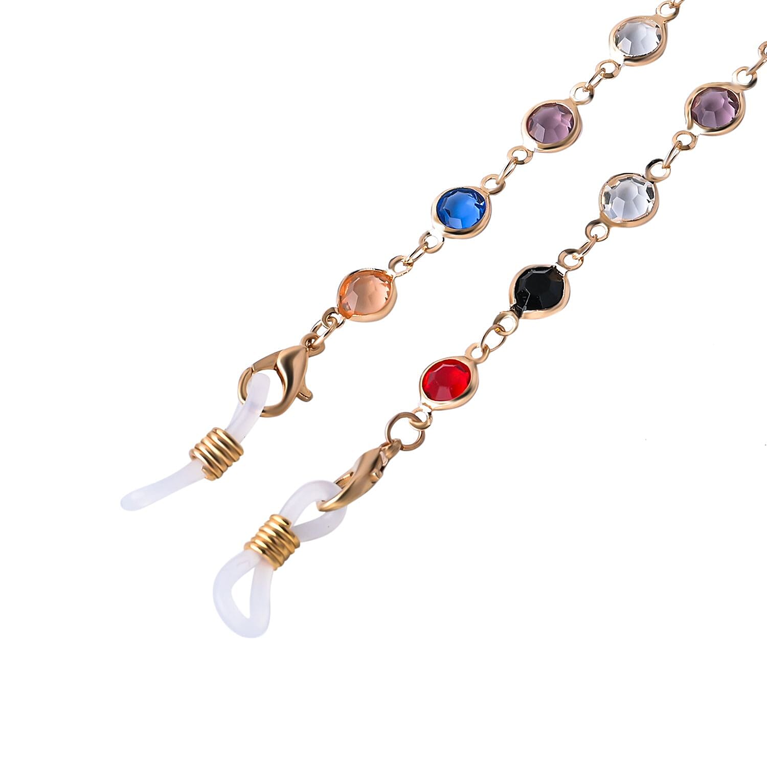 Set of 3 - Glasses Chain in Different Styles Each with 20 Pcs Rubber (Length-70cm) - Green, White & Multi