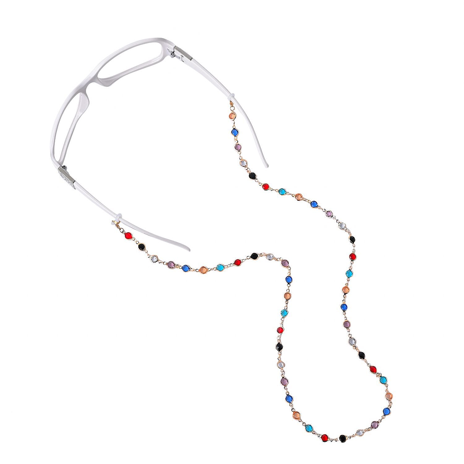 Set of 3 - Glasses Chain in Different Styles Each with 20 Pcs Rubber (Length-70cm) - Green, White & Multi