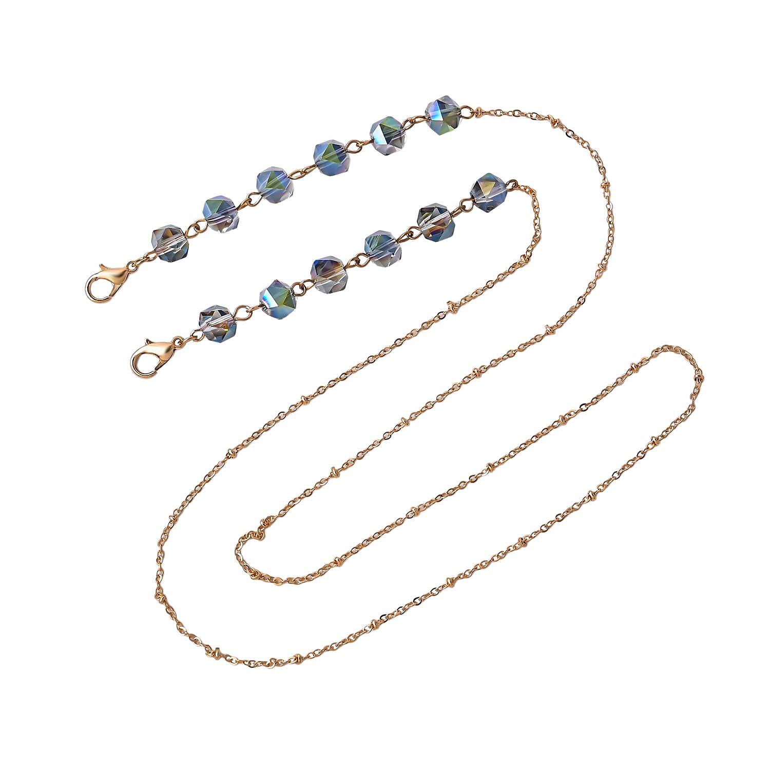 Set of 3 - Glasses Chain in Different Styles Each with 20 Pcs Rubber (Length-70cm) - Green, White & Multi