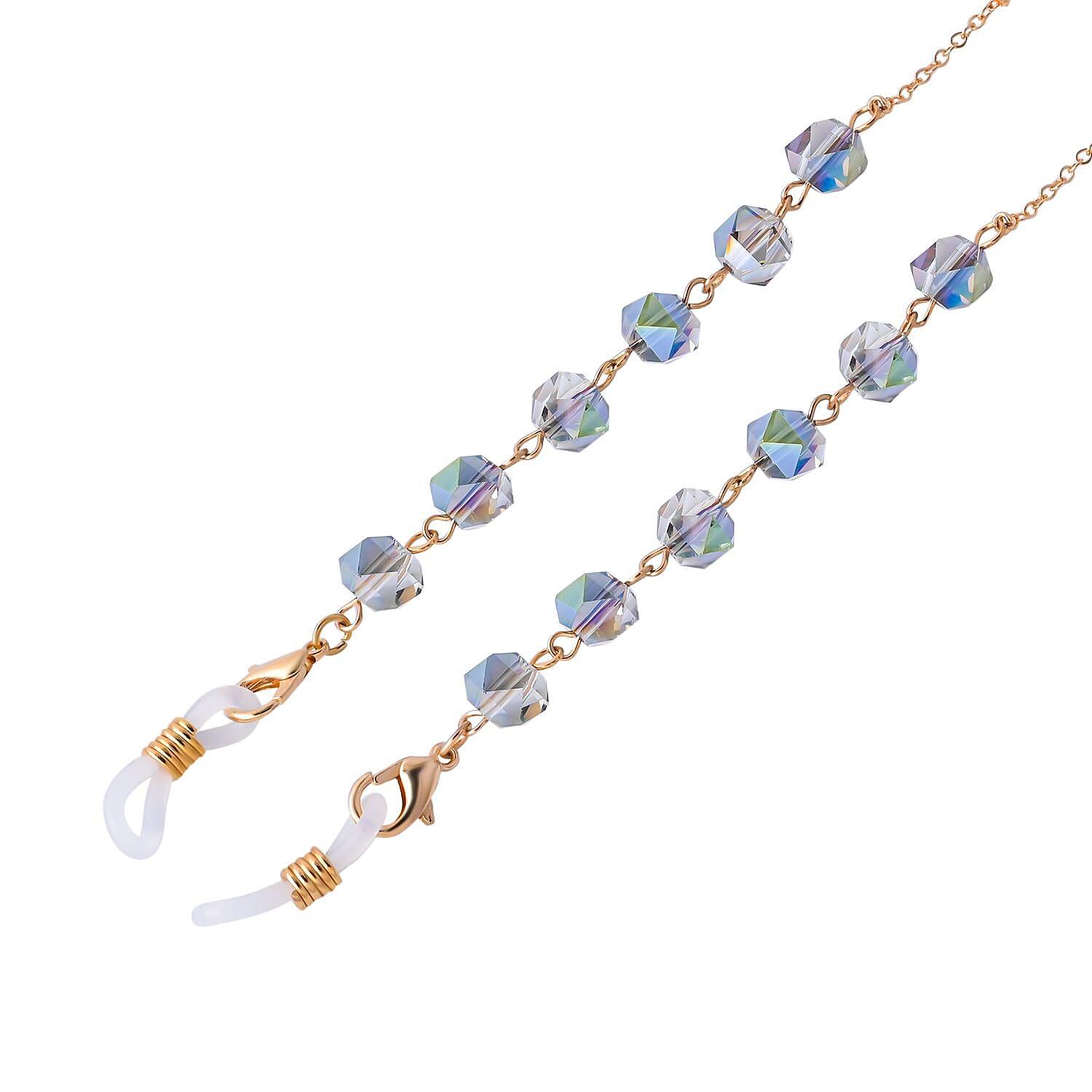 Set of 3 - Glasses Chain in Different Styles Each with 20 Pcs Rubber (Length-70cm) - Green, White & Multi