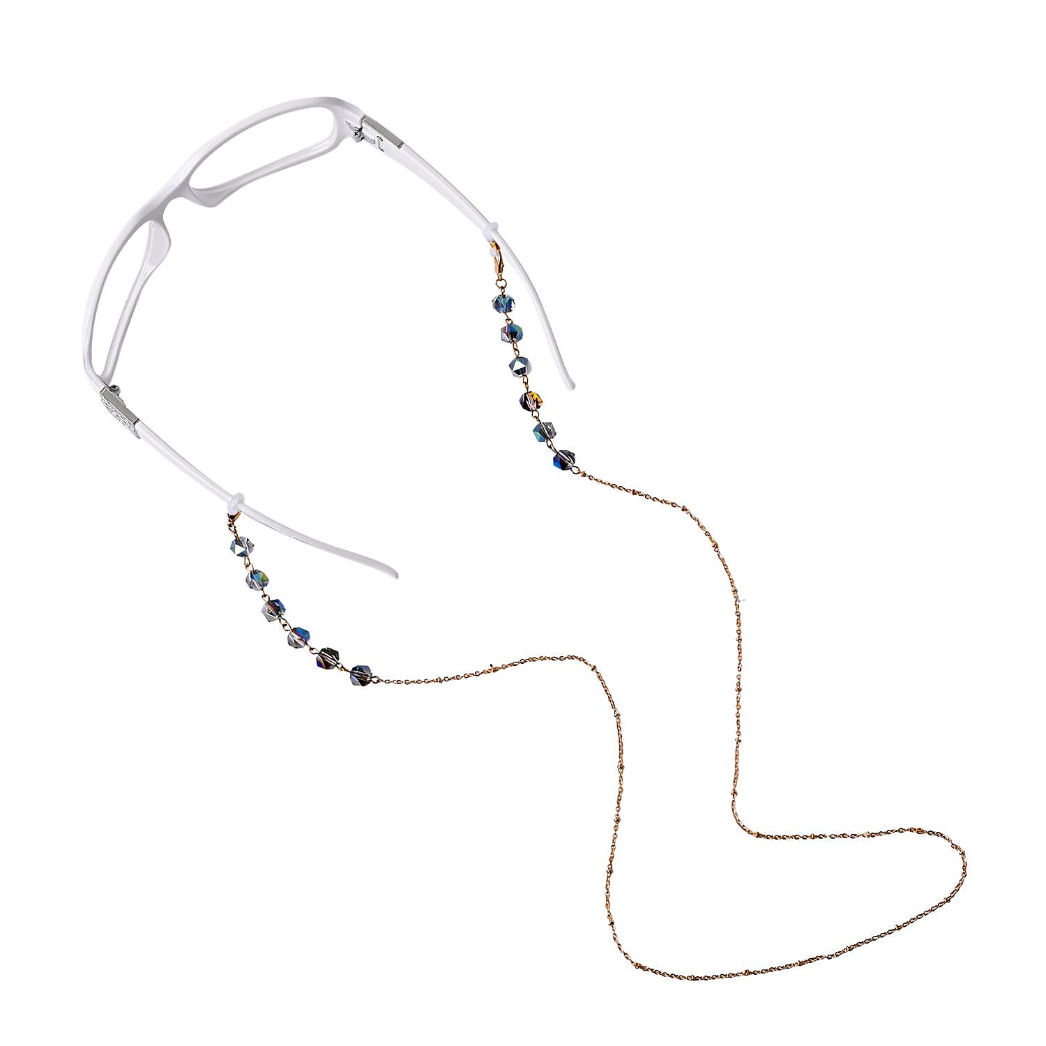 Set of 3 - Glasses Chain in Different Styles Each with 20 Pcs Rubber (Length-70cm) - Green, White & Multi