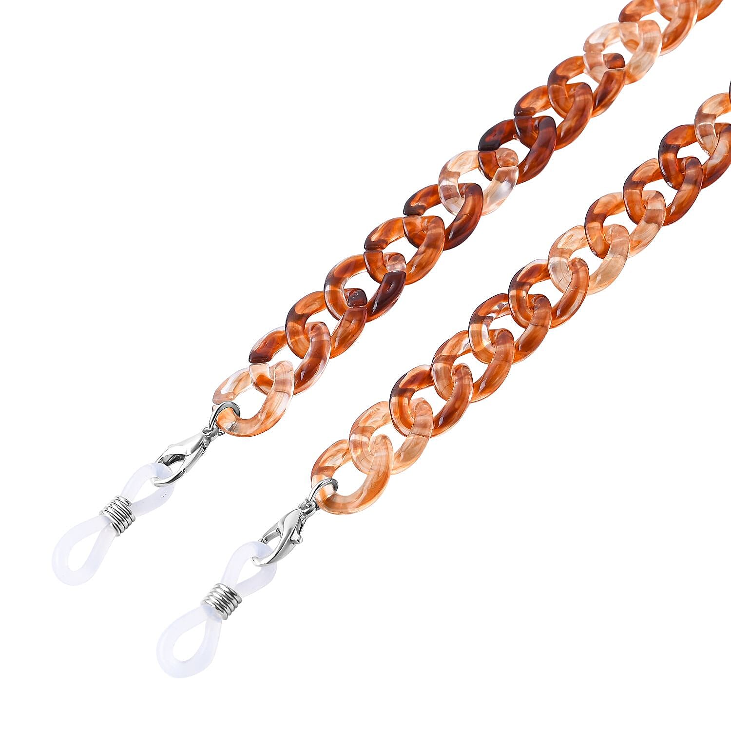 Set of 3 - Glasses Chain in Different Styles Each with 20 Pcs Rubber (Length-70cm) - Brown,Black & Green