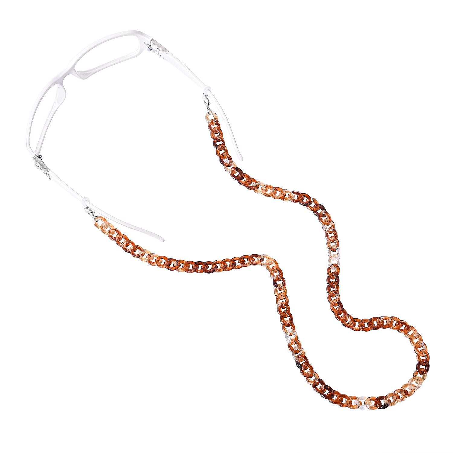 Set of 3 - Glasses Chain in Different Styles Each with 20 Pcs Rubber (Length-70cm) - Brown,Black & Green