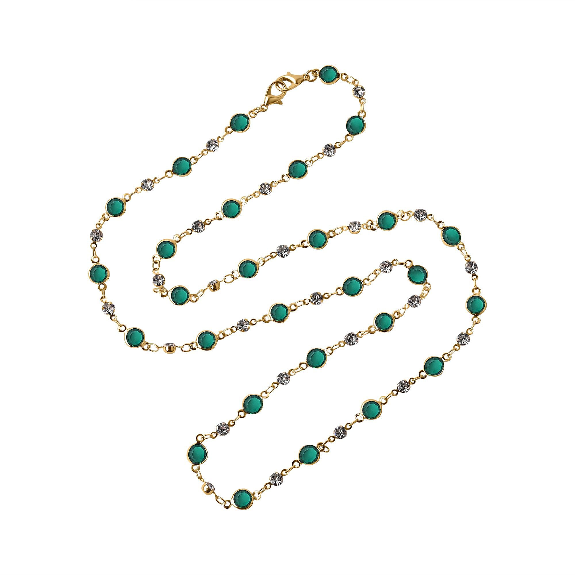 Set of 3 - Glasses Chain in Different Styles Each with 20 Pcs Rubber (Length-70cm) - Brown,Black & Green