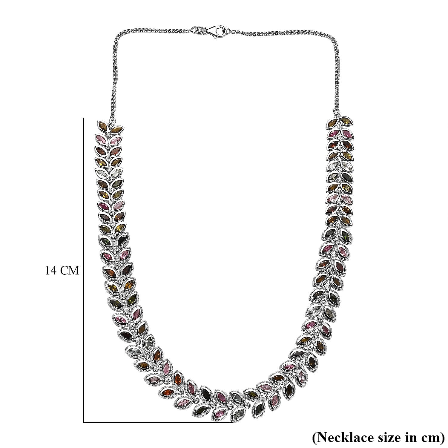 Multi-Tourmaline and Natural Zircon Necklace (Size - 20) in Platinum Overlay Sterling Silver 23.00 Ct, Silver Wt 50.60 GM