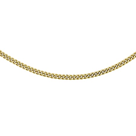 18K Yellow Gold 1.4 MM Curb Chain With Spring Ring Clasp 18 Inch Diamond Cut