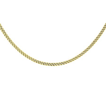 18K Yellow Gold 1.2 MM Curb Chain With Spring Ring Clasp 16 Inch Diamond Cut