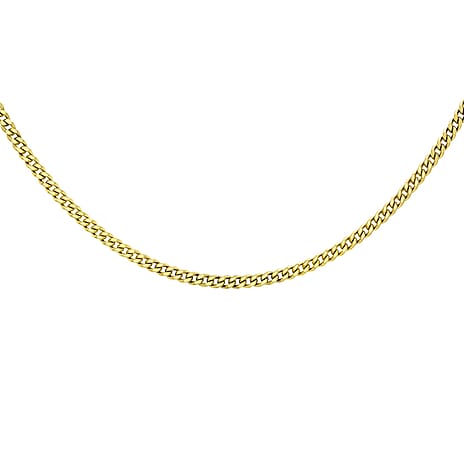 18K Yellow Gold Diamond Cut Curb Chain With Spring Ring Clasp (Size - 16)