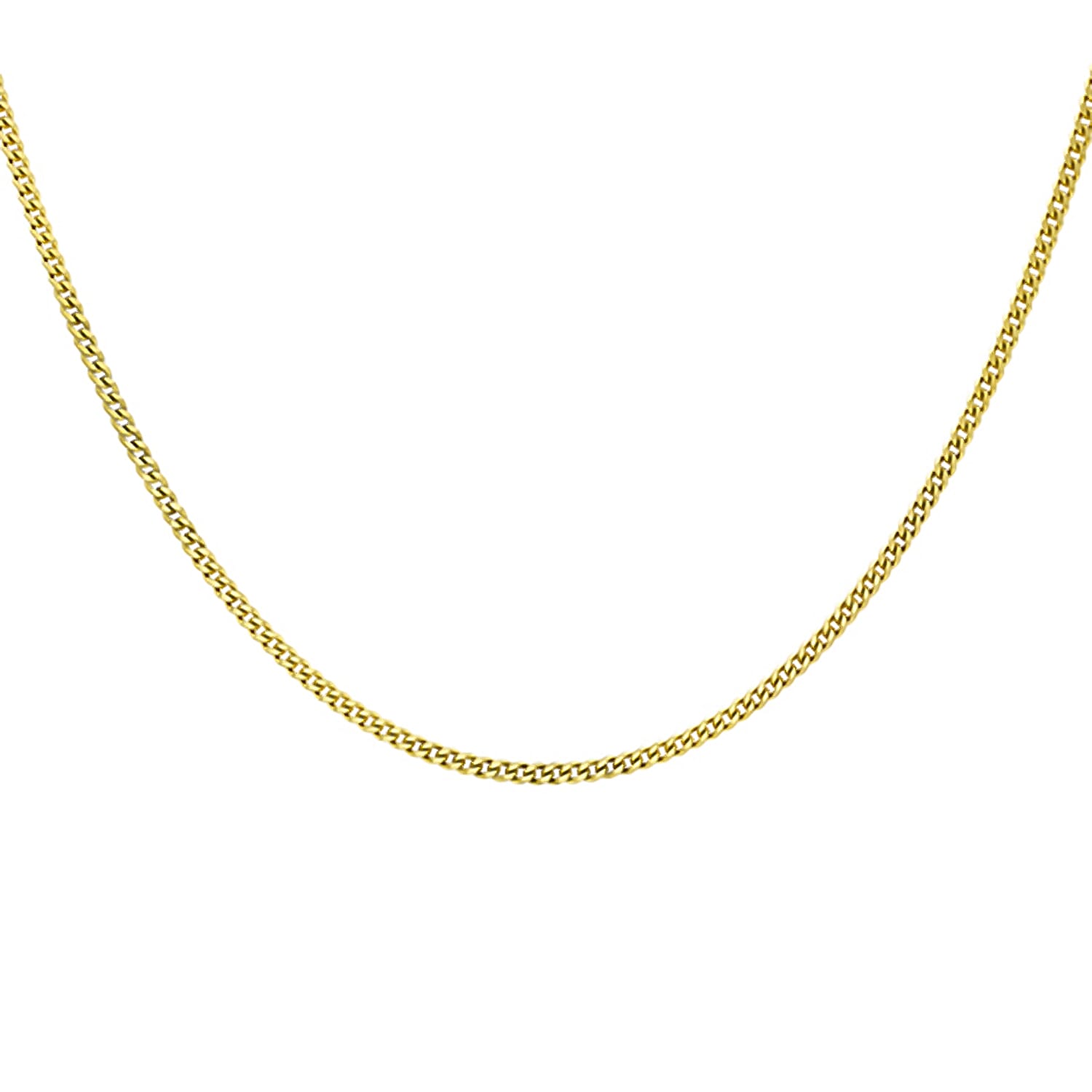 18K Yellow Gold Diamond Cut Curb Chain With Spring Ring Clasp (Size - 16)