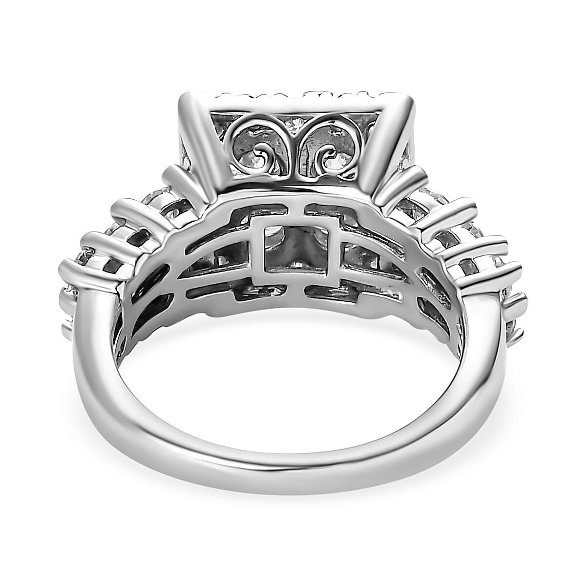 Moissanite Boat Ring in Platinum Overlay Sterling Silver 2.04 Ct Moissanite Boat Ring in Platinum Overlay Sterling Silver 2.04 Ct