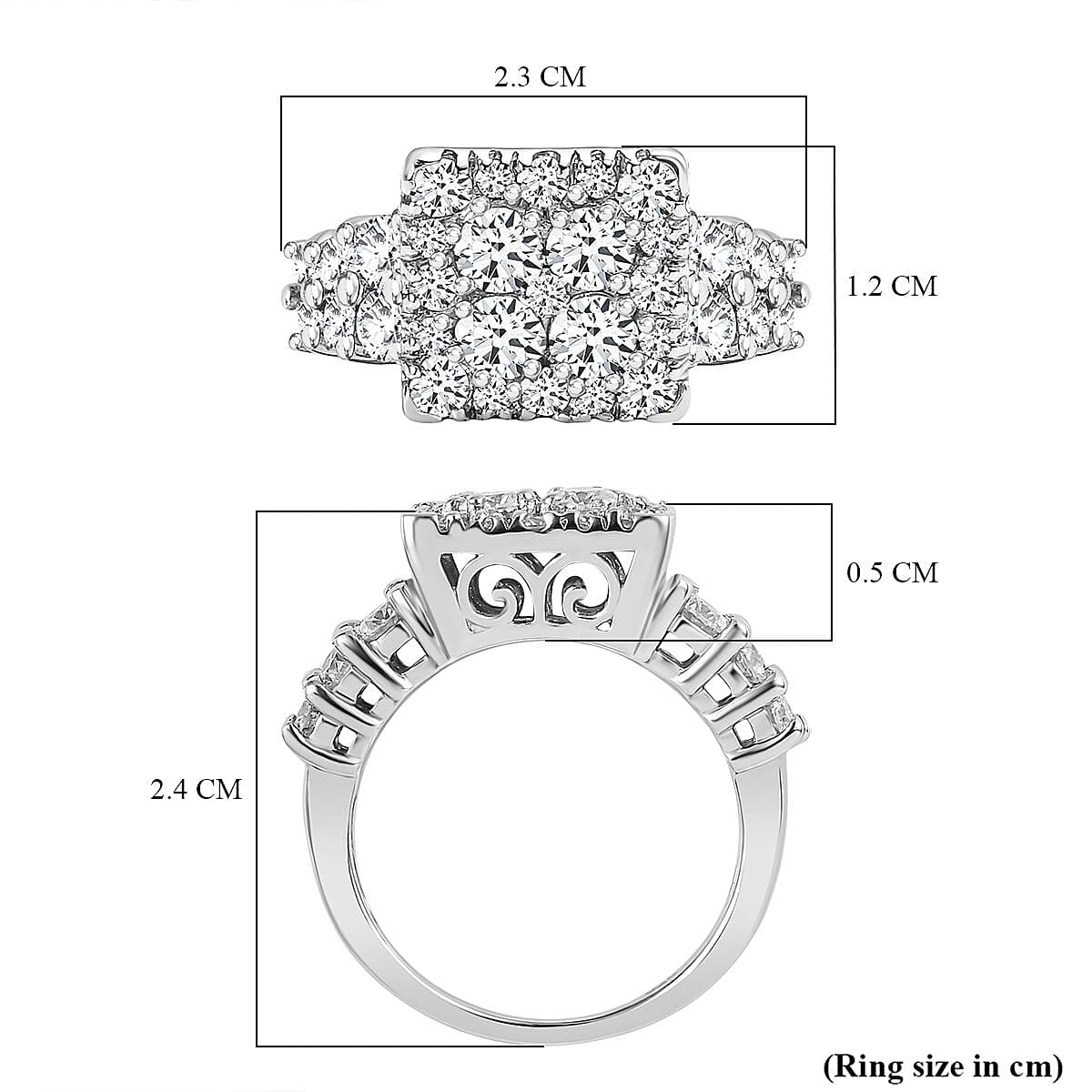 Moissanite Boat Ring in Platinum Overlay Sterling Silver 2.04 Ct Moissanite Boat Ring in Platinum Overlay Sterling Silver 2.04 Ct