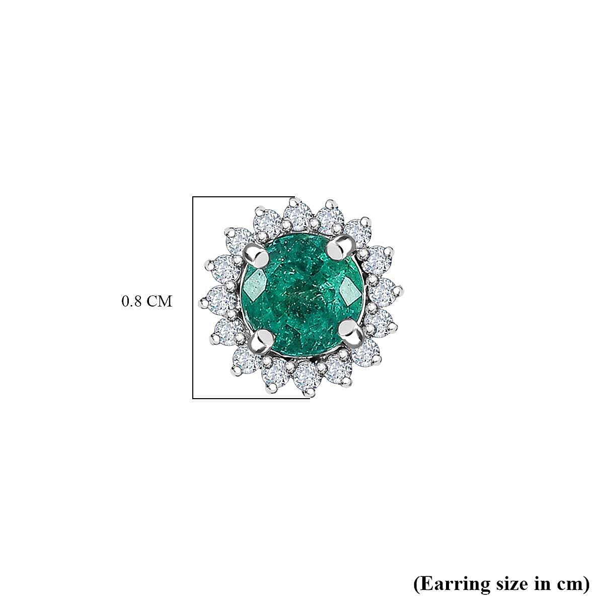 900 Platinum AAA Gemfields Emerald Diamond Earrings 1.00 Ct. 900 Platinum AAA Gemfields Emerald Diamond Earrings 1.00 Ct.
