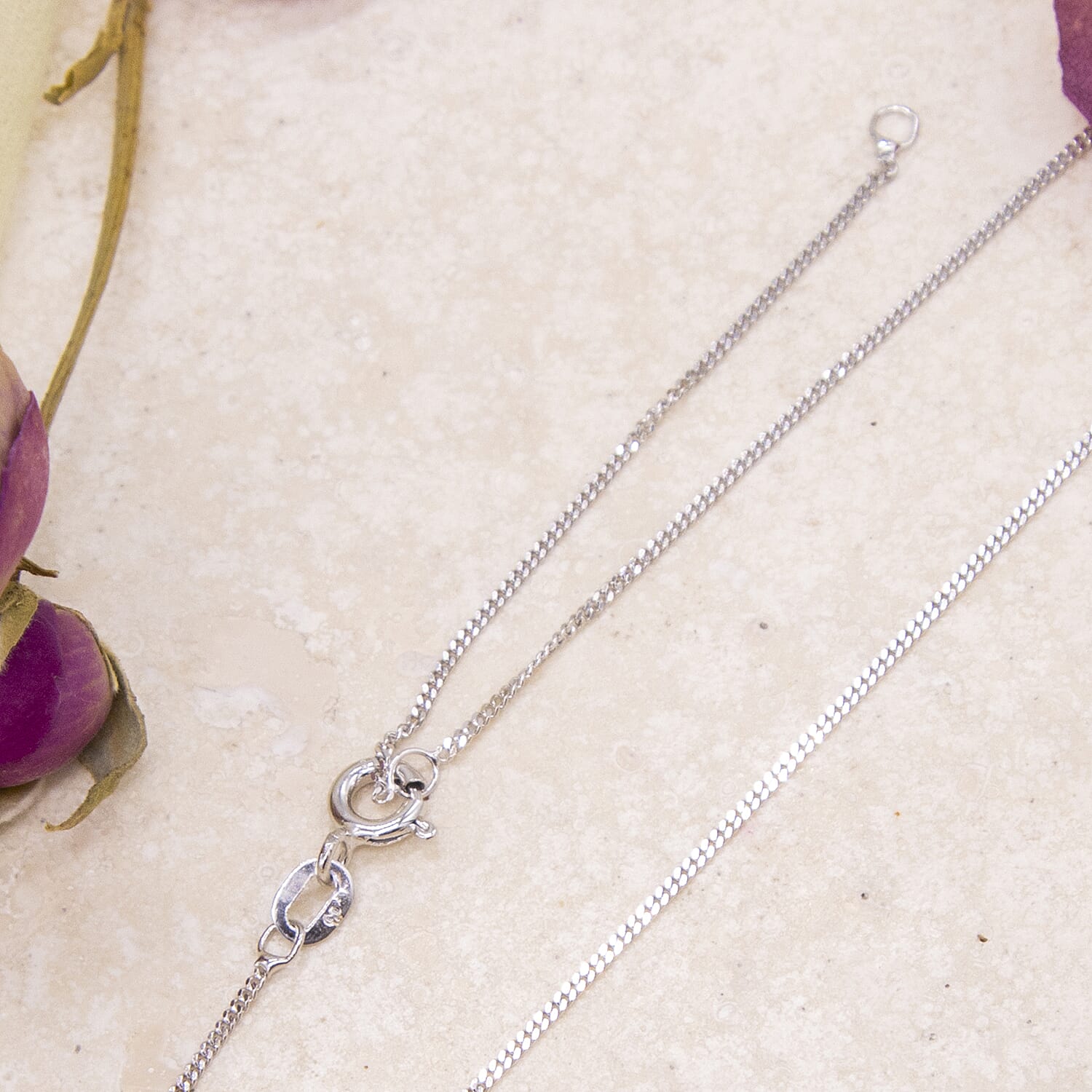 18K White Gold Diamond Cut Curb Chain (Adjustable Size - 16-18)