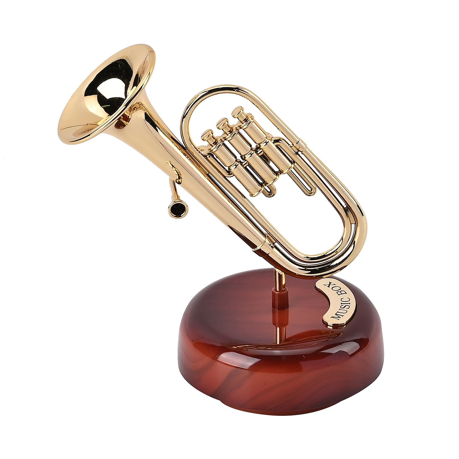 Euphonium Shape Mechanical Music Box - Brown
